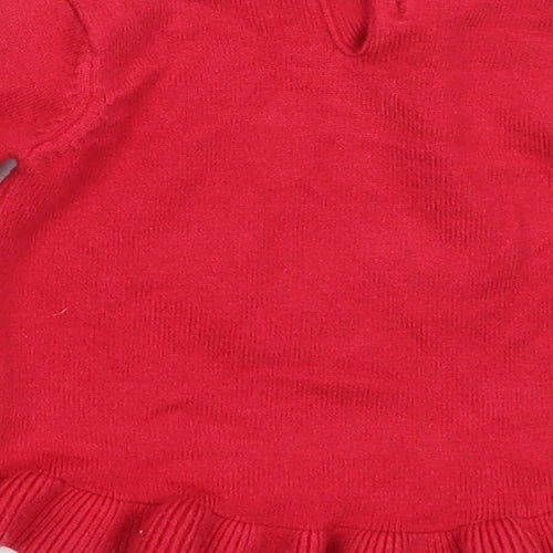 F&F Girls Red  Viscose Pullover Jumper Size 6-9 Months   - minnie mouse