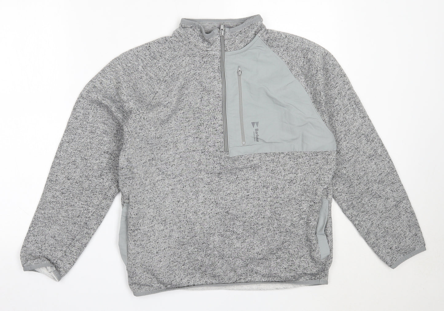 Barbour Mens Grey  Cotton Henley Sweatshirt Size S