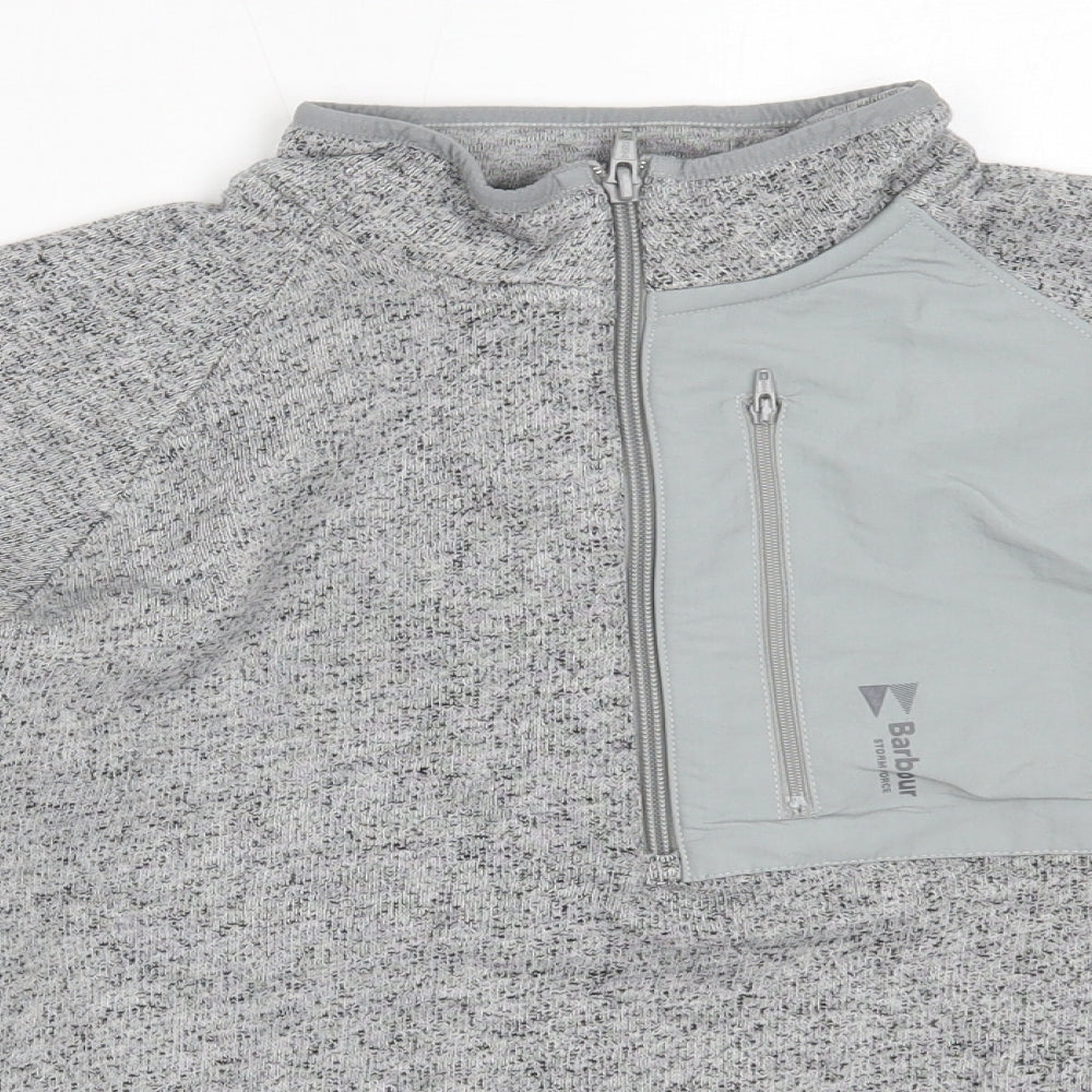Barbour Mens Grey  Cotton Henley Sweatshirt Size S