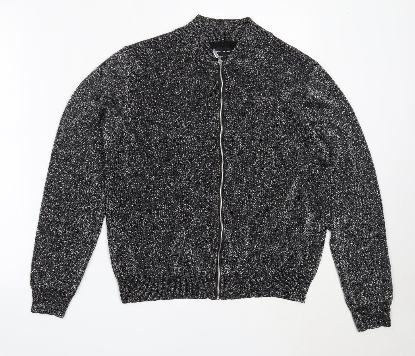 Atmosphere Womens Black Roll Neck  Viscose Full Zip Jumper Size 16