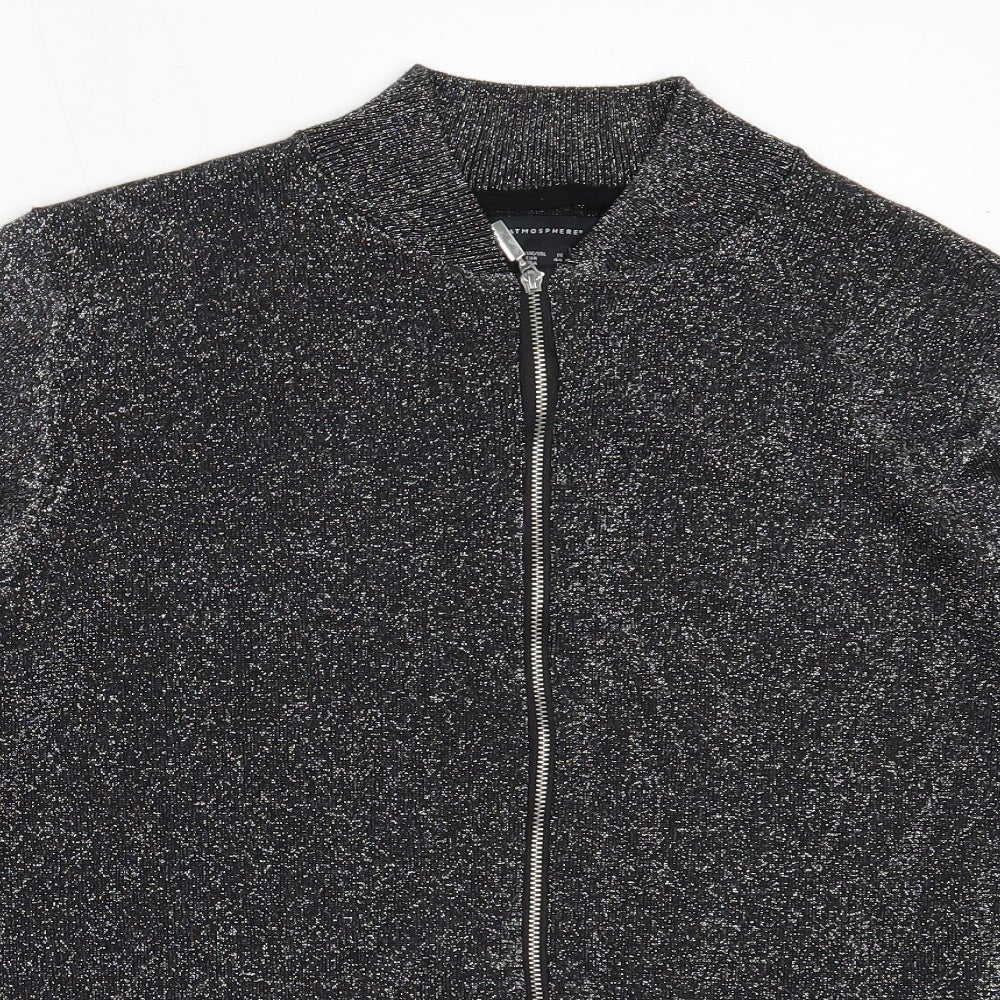 Atmosphere Womens Black Roll Neck  Viscose Full Zip Jumper Size 16