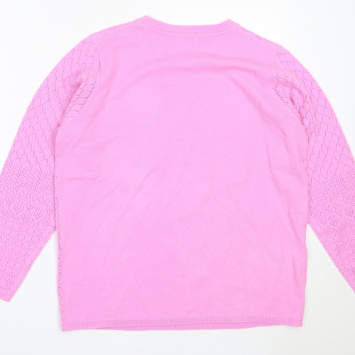 EWM Womens Purple Round Neck  Acrylic Pullover Jumper Size M