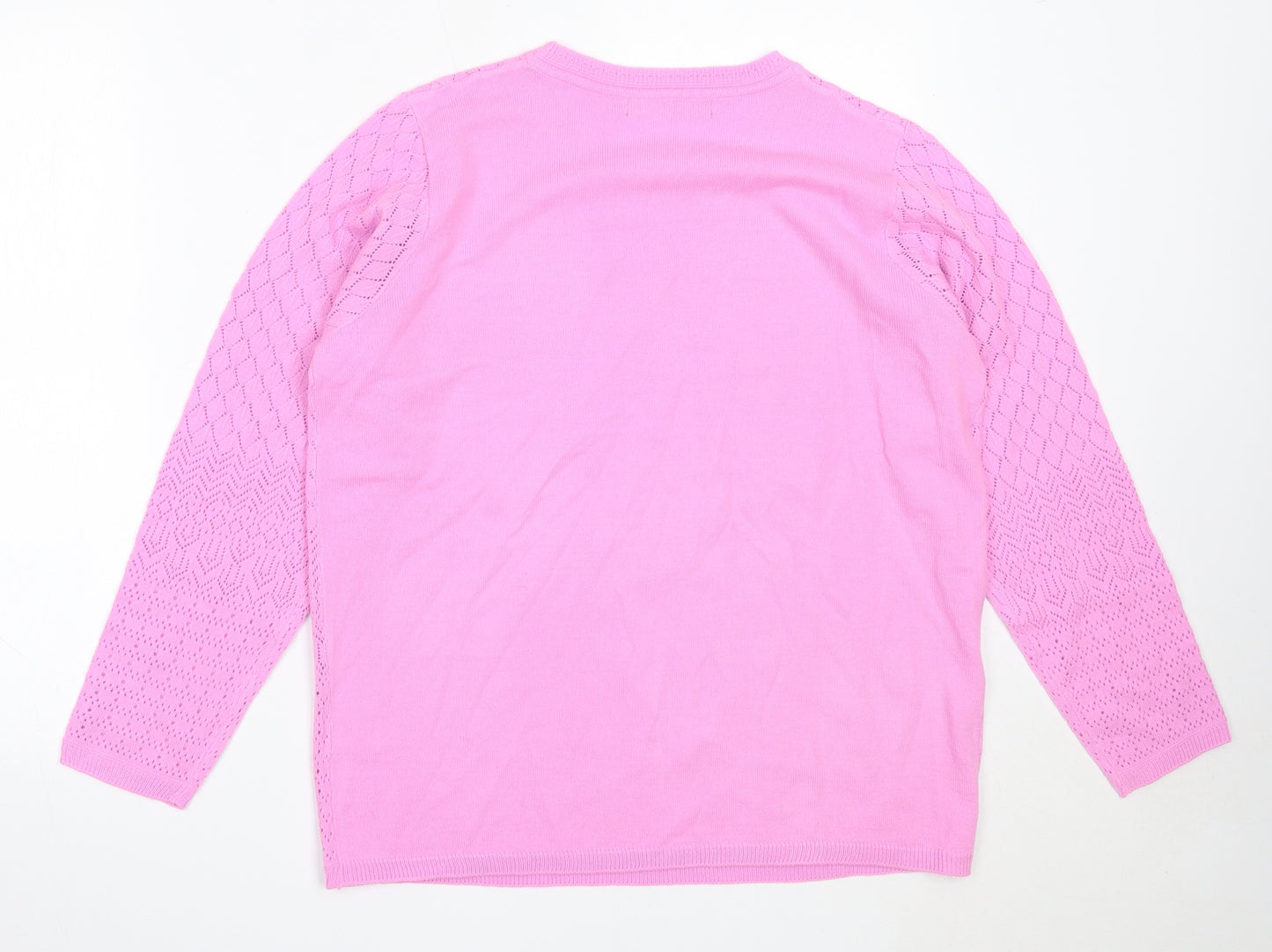 EWM Womens Purple Round Neck  Acrylic Pullover Jumper Size M