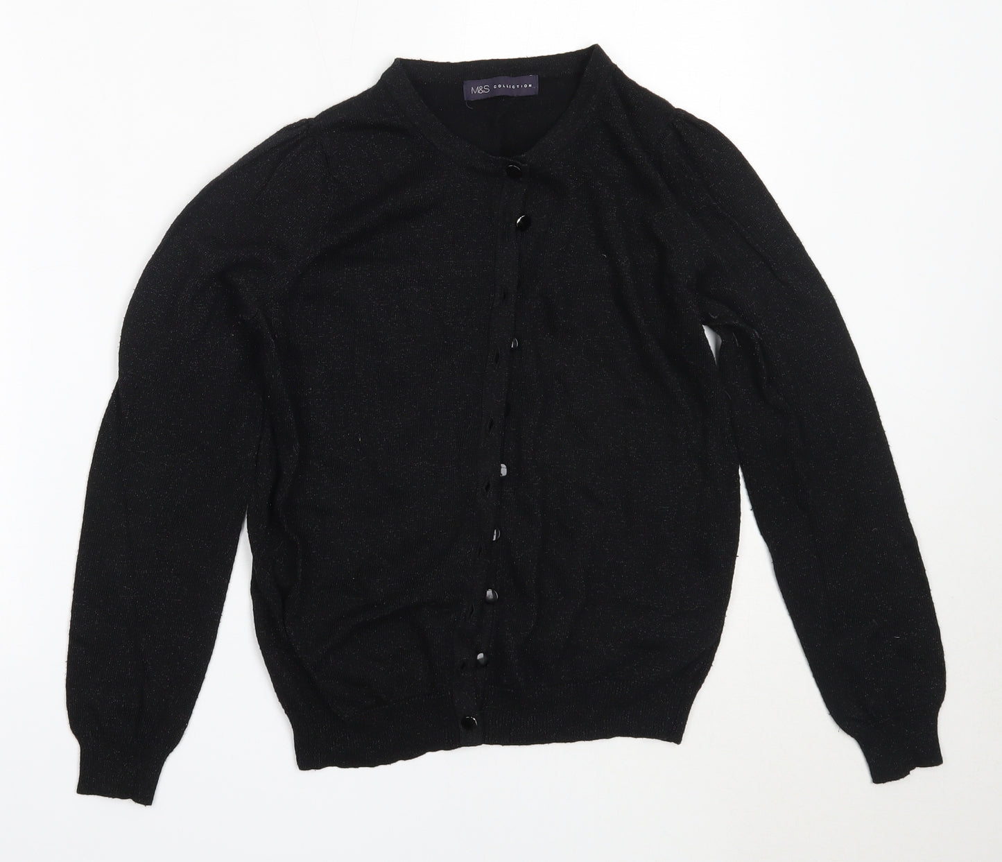 Marks and Spencer Womens Black Round Neck  Polyamide Cardigan Jumper Size 10