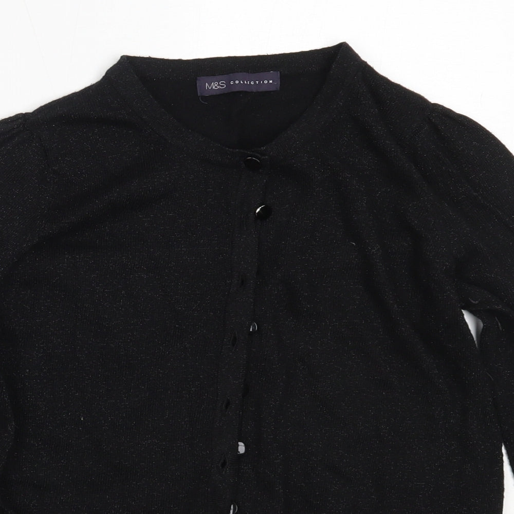 Marks and Spencer Womens Black Round Neck  Polyamide Cardigan Jumper Size 10