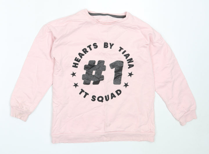 George Girls Pink Cotton Pullover Sweatshirt Size 8-9 Years