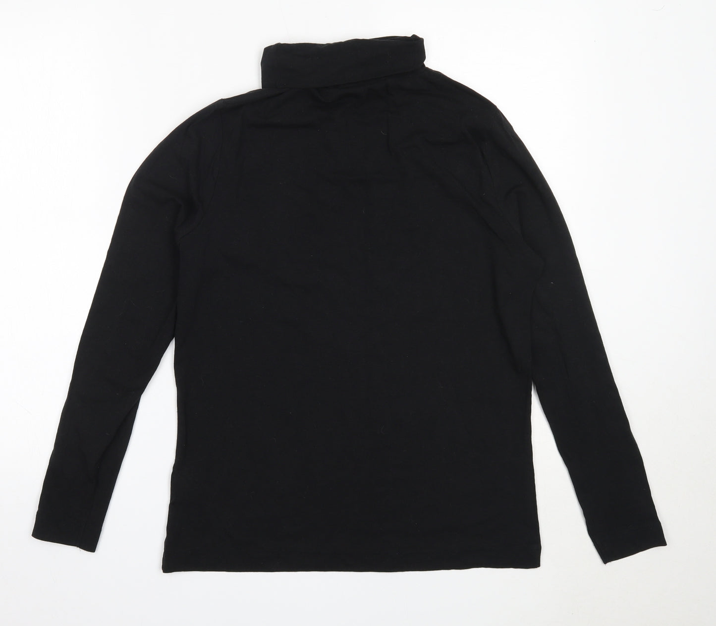 TU Womens Black  Cotton Basic T-Shirt Size 16 Roll Neck