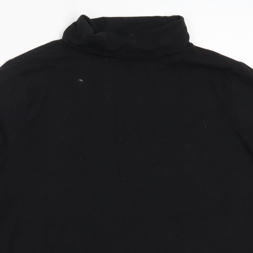 TU Womens Black  Cotton Basic T-Shirt Size 16 Roll Neck