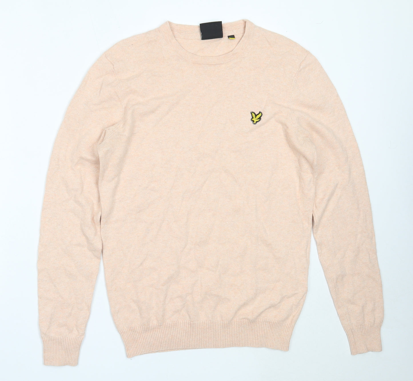 Lyle & Scott Mens Beige V-Neck  Cotton Pullover Jumper Size M