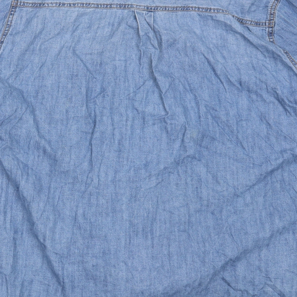 New Look Womens Blue  Cotton Basic Button-Up Size 26 Collared
