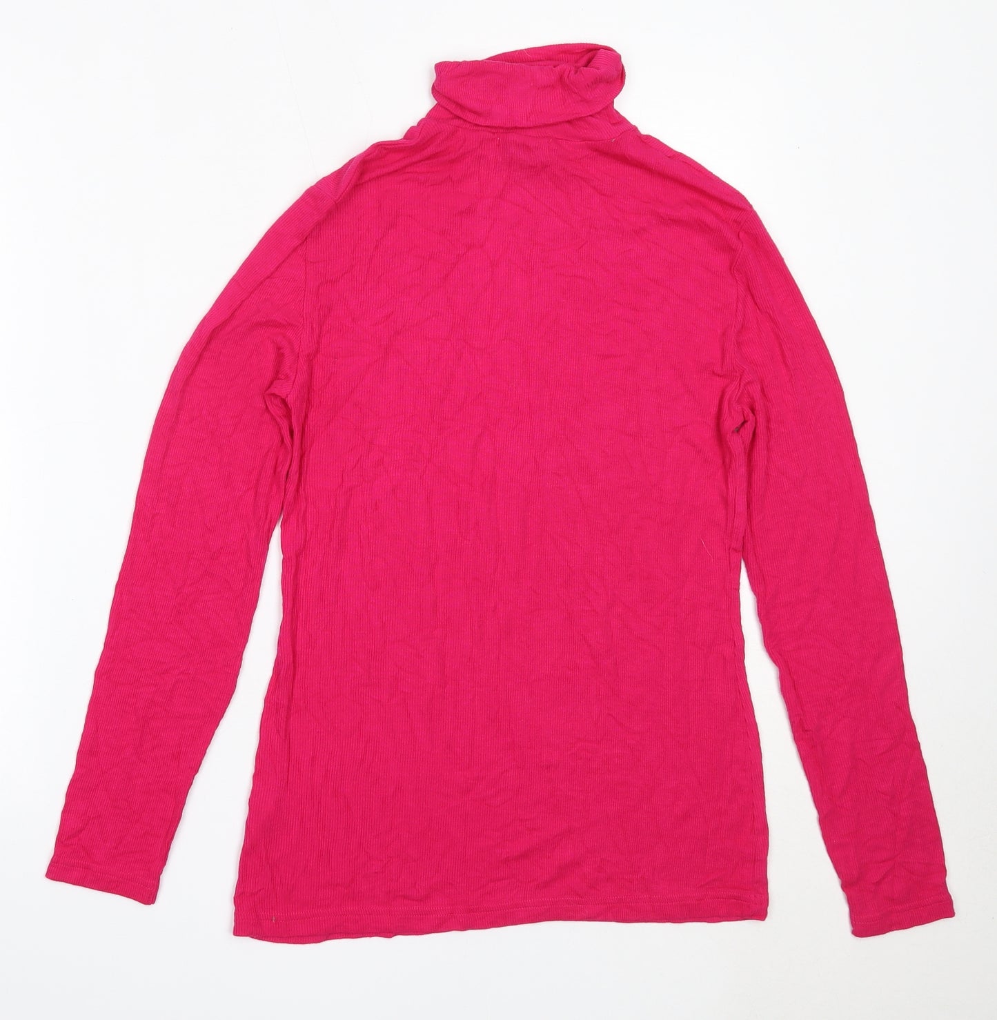 Matalan Womens Pink  Viscose Basic T-Shirt Size 14 Roll Neck