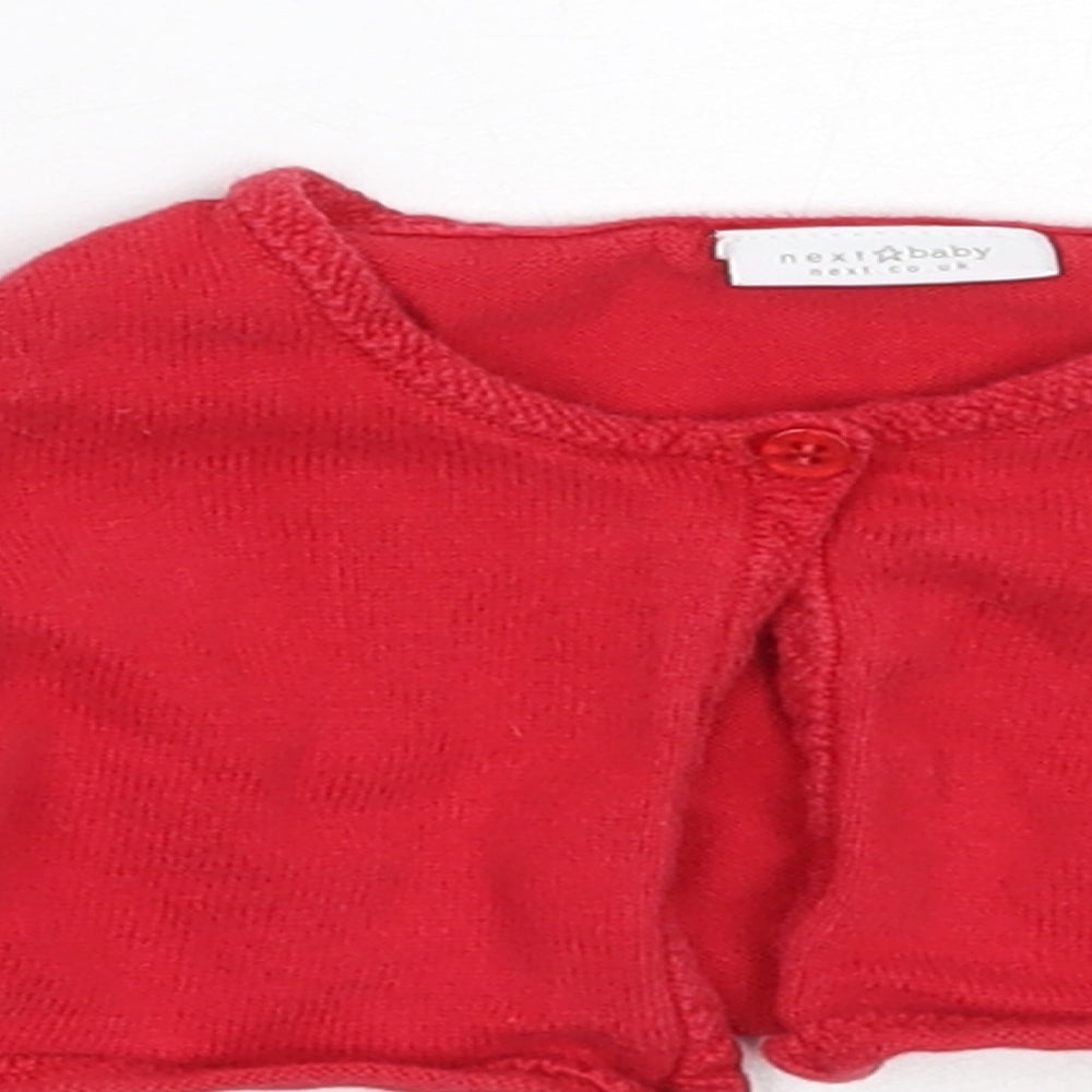 NEXT Girls Red  Cotton Cardigan Jumper Size 12-18 Months