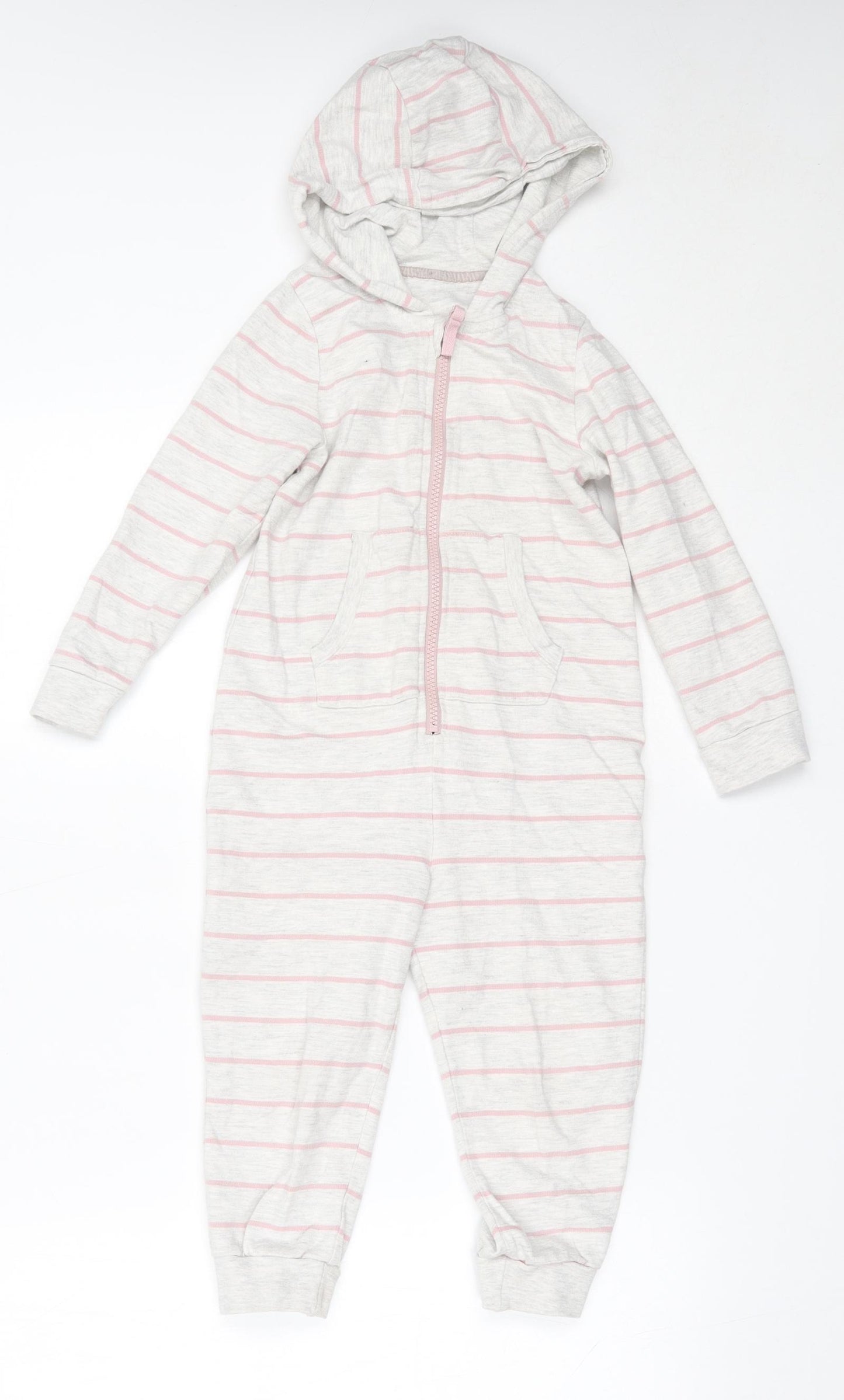 Marks and Spencer Girls Grey Striped Cotton Capri One Piece Size 3-4 Years