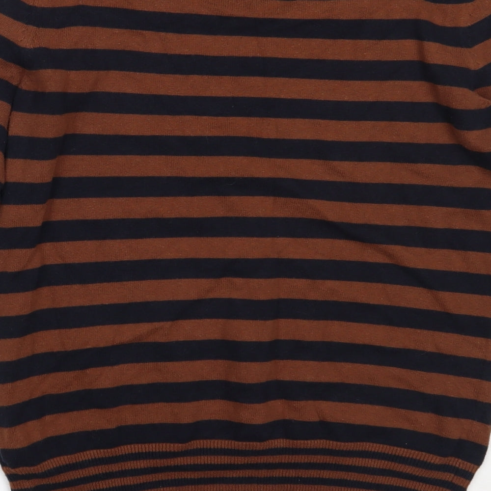 Principles Womens Brown Round Neck Striped Cotton Pullover Jumper Size 10