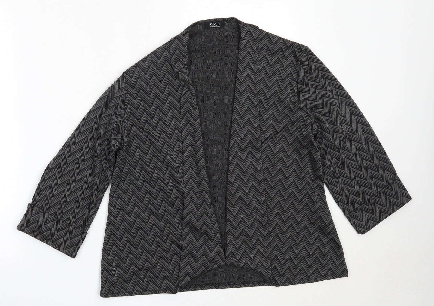 CMD Womens Grey Round Neck  Polyester Cardigan Jumper Size M