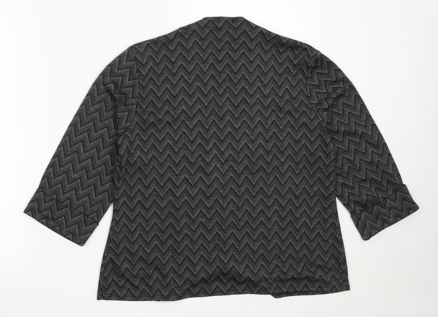 CMD Womens Grey Round Neck  Polyester Cardigan Jumper Size M