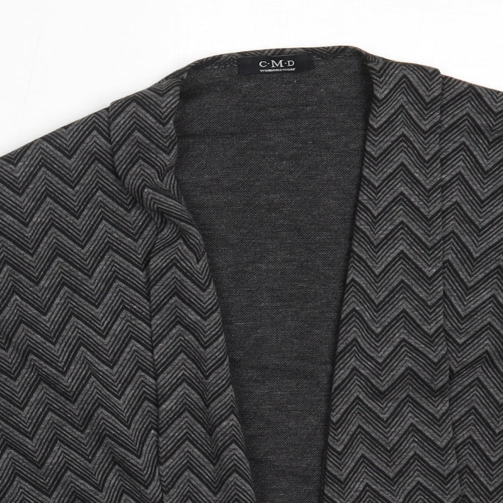 CMD Womens Grey Round Neck  Polyester Cardigan Jumper Size M