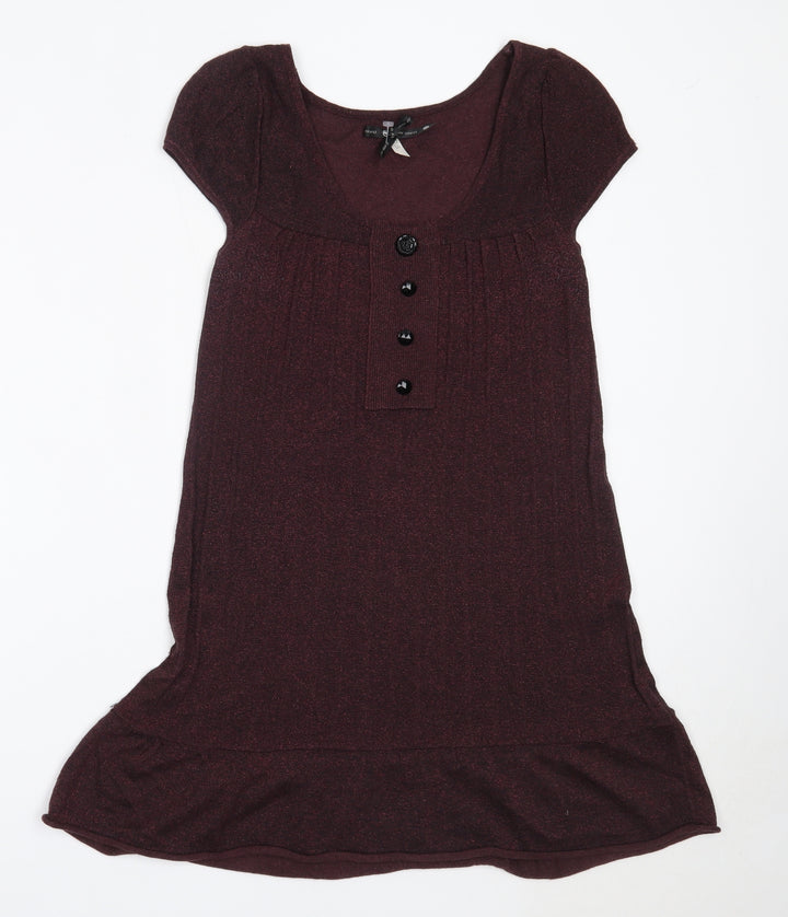 River Island Womens Purple  Viscose Fit & Flare  Size 10  Round Neck