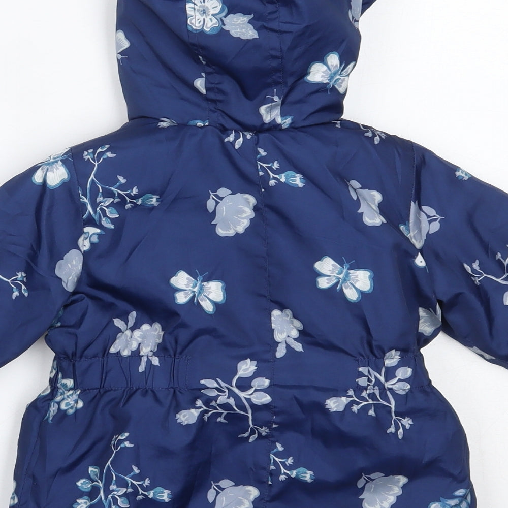 Nutmeg Girls Blue Floral  Parka Coat Size 18-24 Months