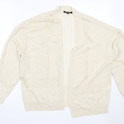 Peacocks Womens Ivory Round Neck  Acrylic Cardigan Jumper Size M