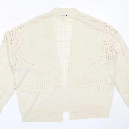 Peacocks Womens Ivory Round Neck  Acrylic Cardigan Jumper Size M