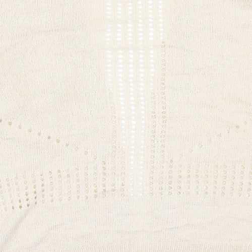 Peacocks Womens Ivory Round Neck  Acrylic Cardigan Jumper Size M