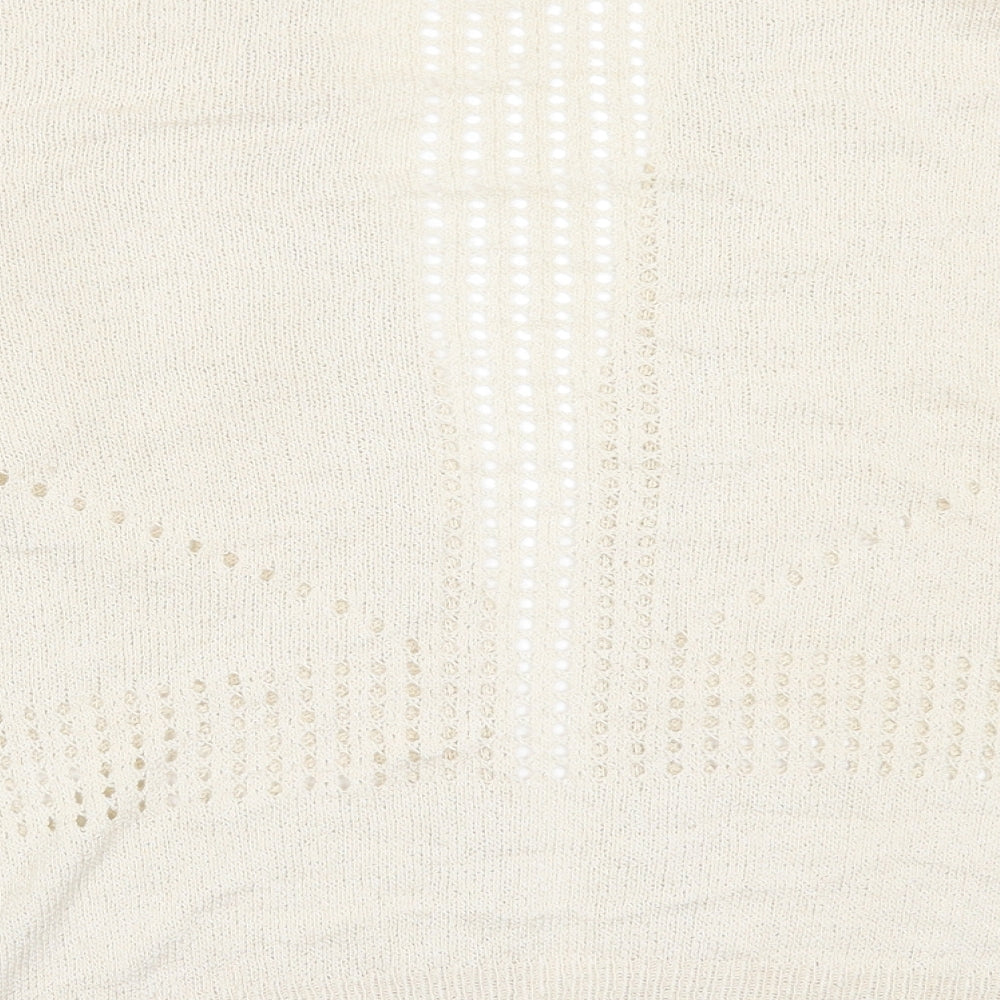 Peacocks Womens Ivory Round Neck  Acrylic Cardigan Jumper Size M