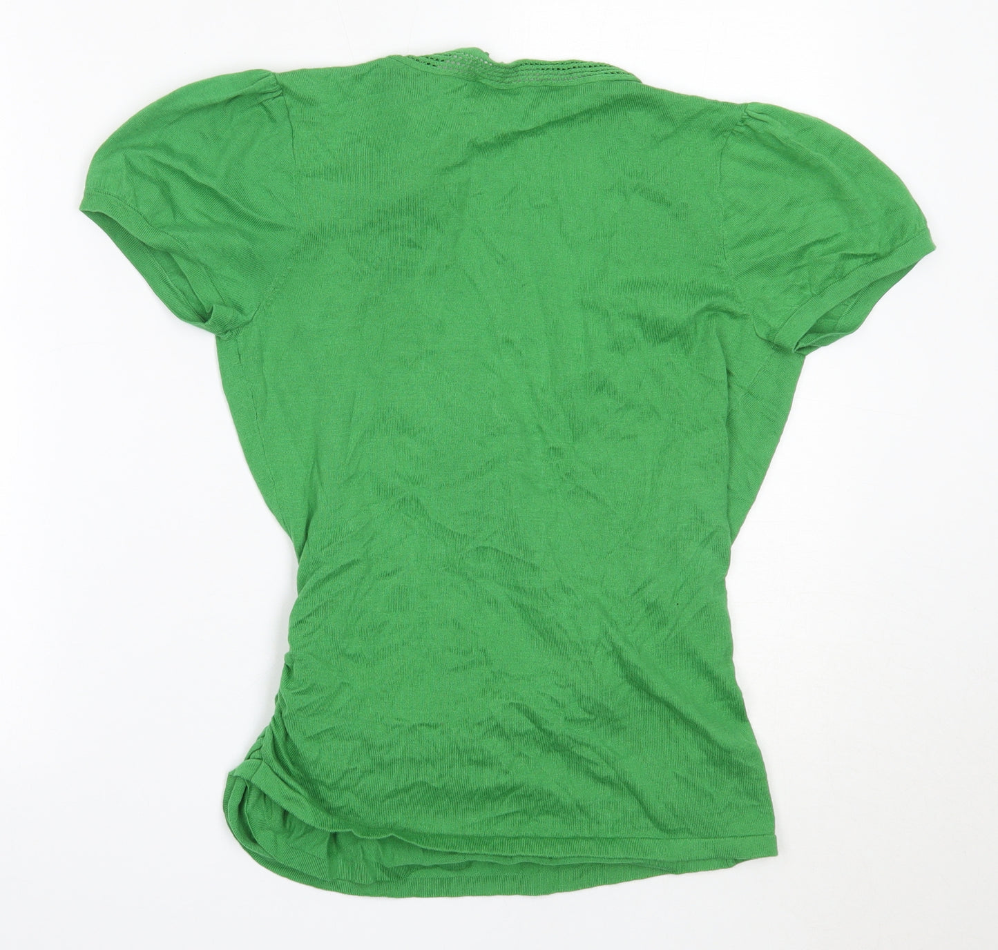 Laura Ashley Womens Green V-Neck  Cotton Pullover Jumper Size 12