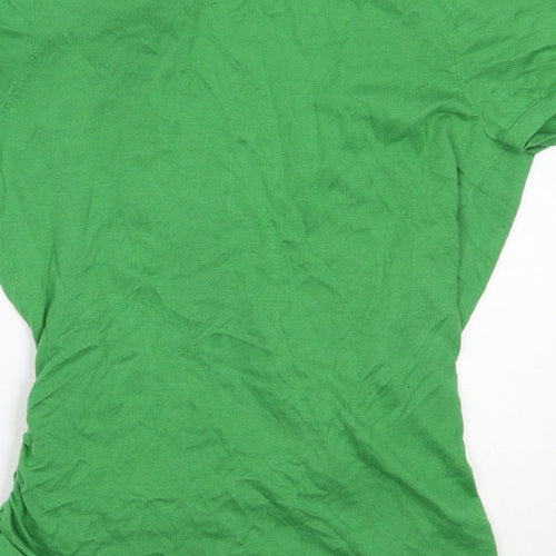 Laura Ashley Womens Green V-Neck  Cotton Pullover Jumper Size 12