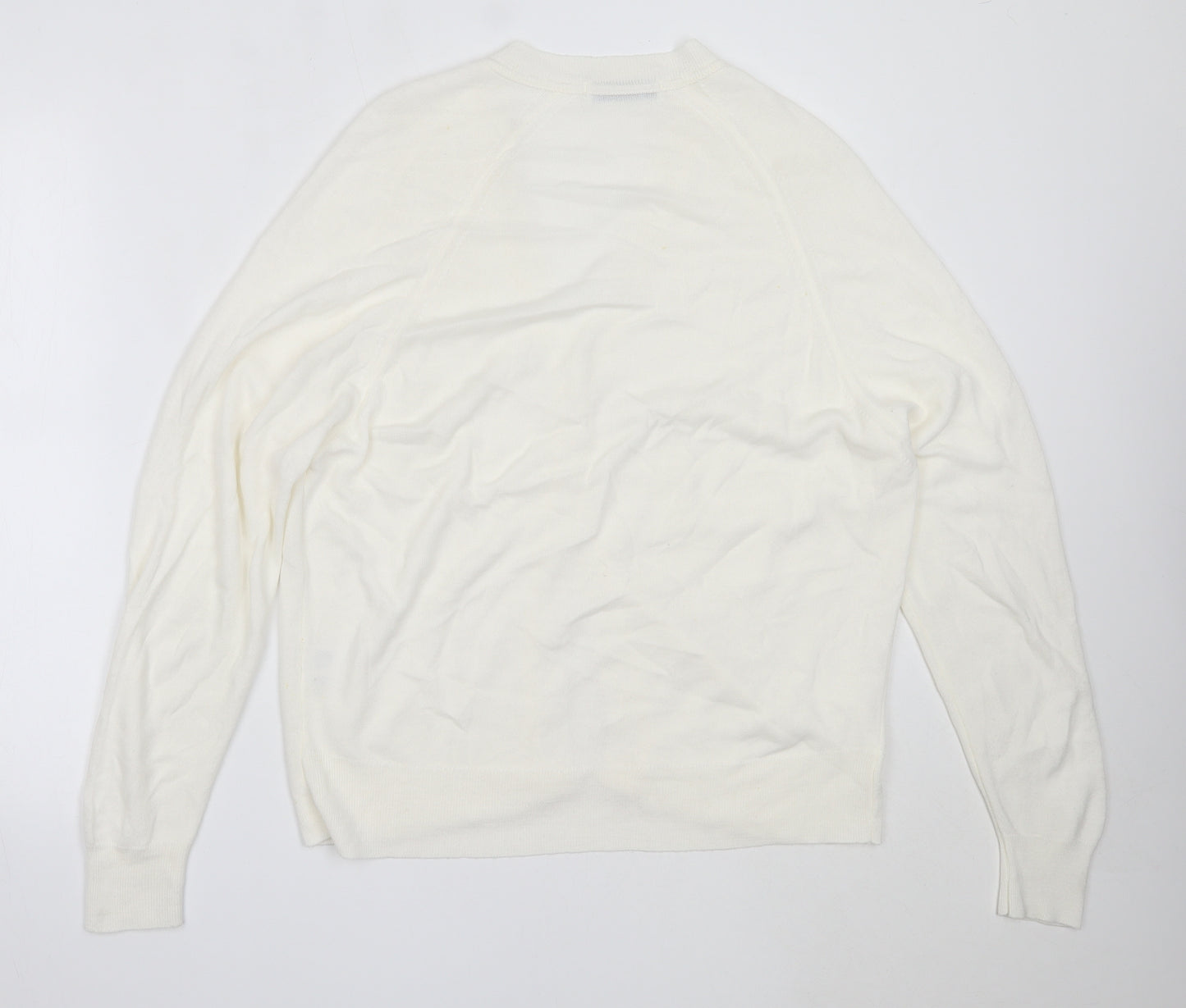 Berkertex Womens White V-Neck  Acrylic Cardigan Jumper Size 18