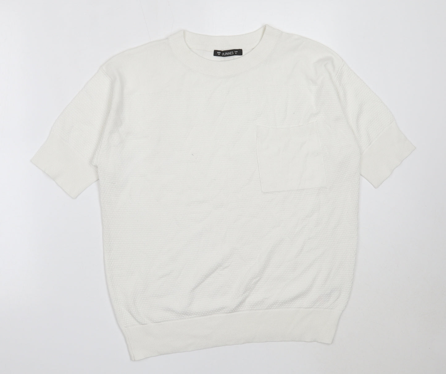 Dunnes Stores Womens White Round Neck  Viscose Pullover Jumper Size 14