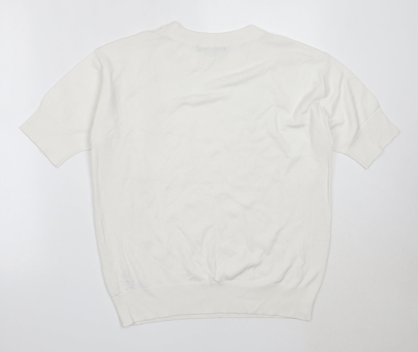 Dunnes Stores Womens White Round Neck  Viscose Pullover Jumper Size 14