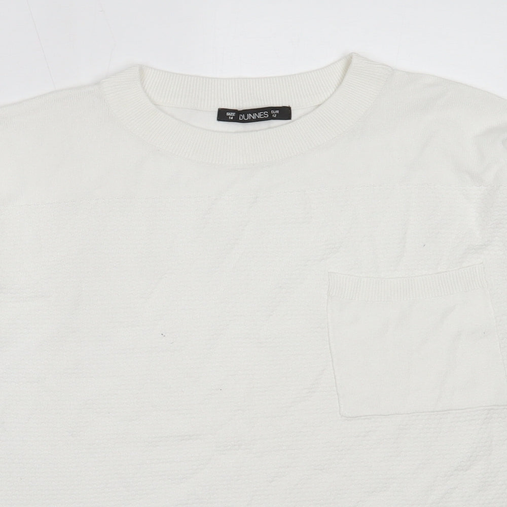 Dunnes Stores Womens White Round Neck  Viscose Pullover Jumper Size 14