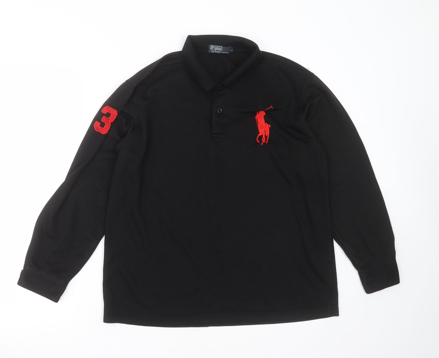Polo Ralph Lauren Mens Black  Cotton  Polo Size L Collared
