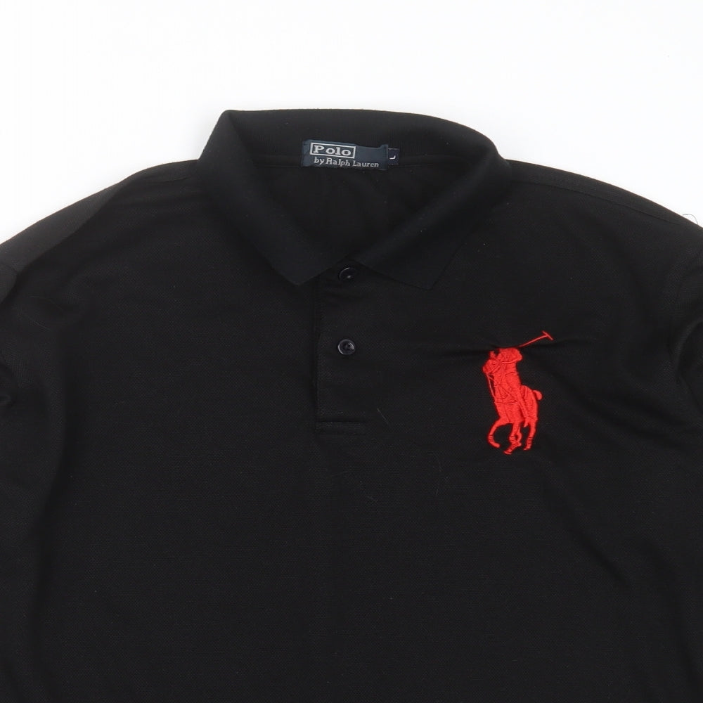 Polo Ralph Lauren Mens Black  Cotton  Polo Size L Collared