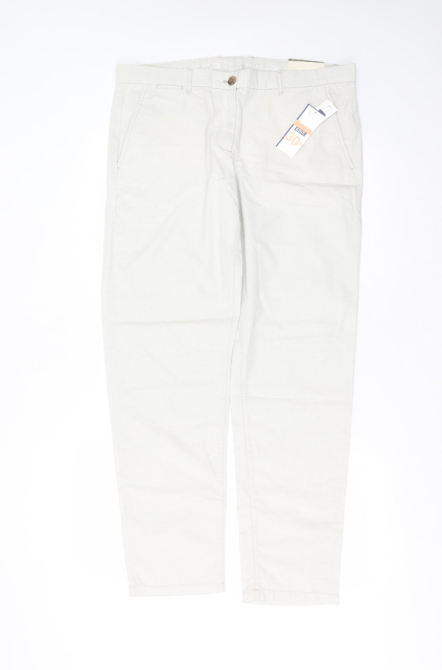 Gap Womens Beige Striped Cotton Chino Trousers Size 14 L30 in Regular