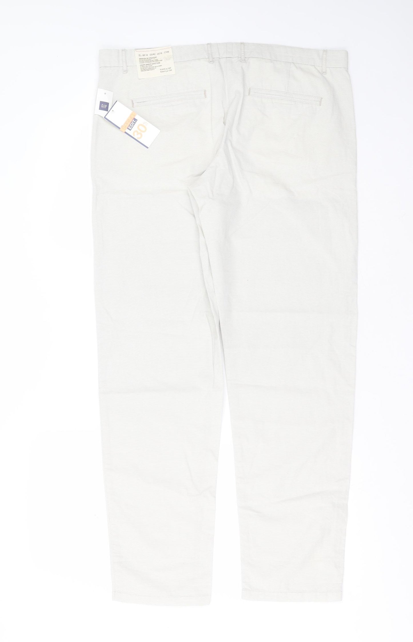 Gap Womens Beige Striped Cotton Chino Trousers Size 14 L30 in Regular