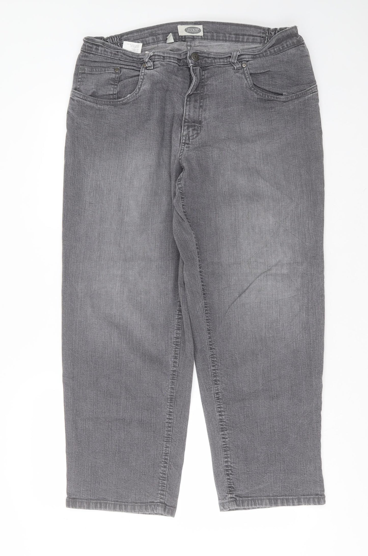 Stooker Womens Grey  Cotton Mom Jeans Size 22 L28 in Regular Zip