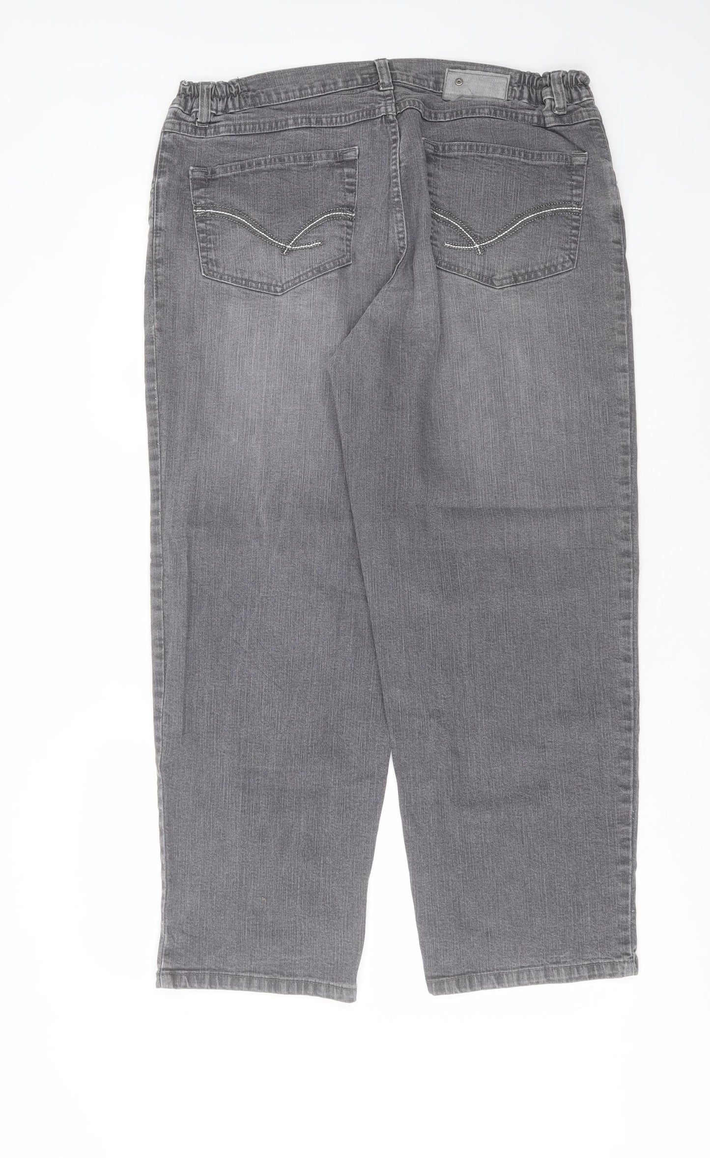 Stooker Womens Grey  Cotton Mom Jeans Size 22 L28 in Regular Zip