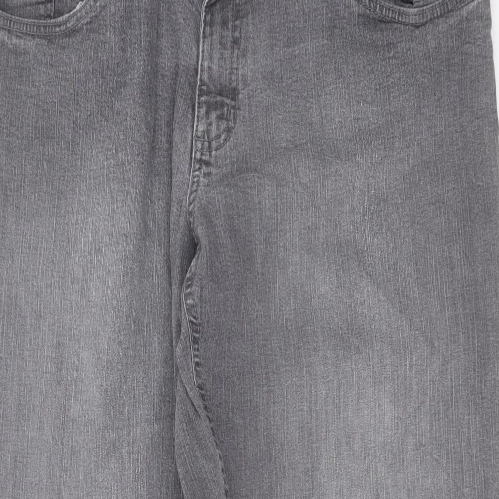 Stooker Womens Grey  Cotton Mom Jeans Size 22 L28 in Regular Zip