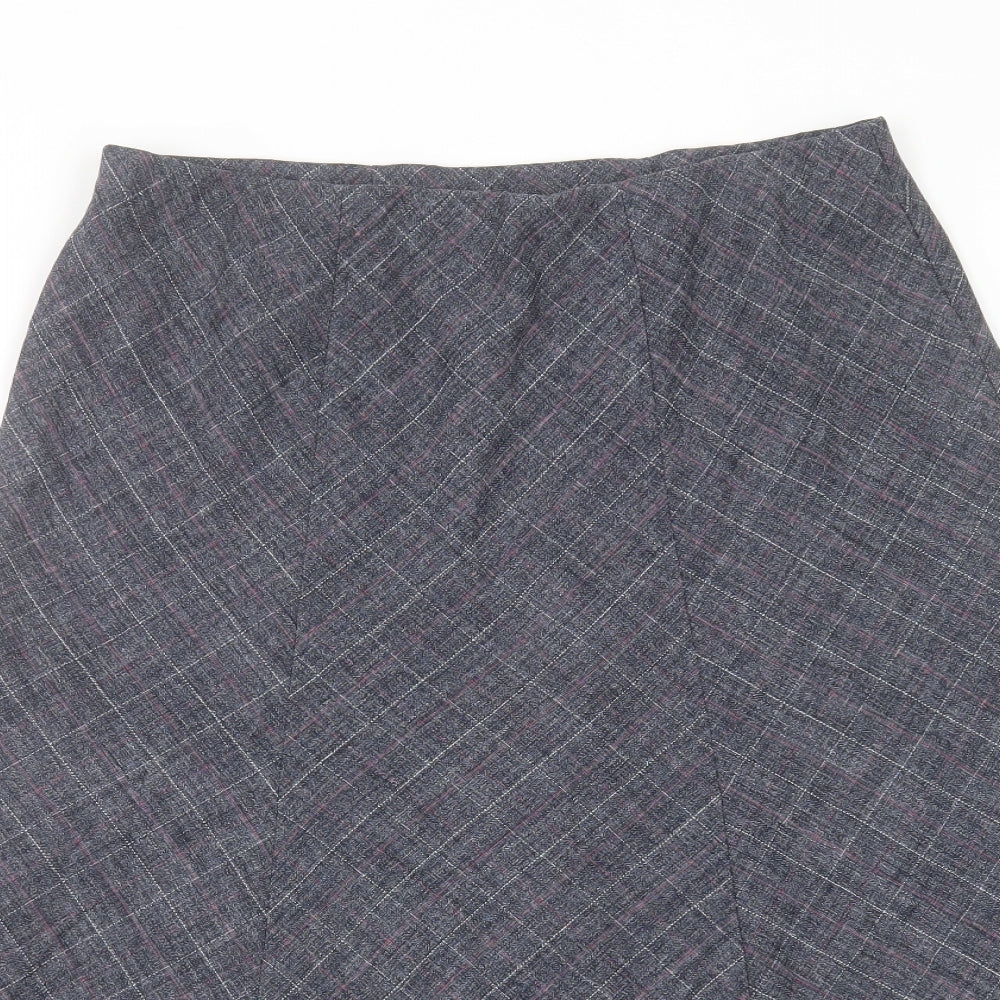 Honor Milburn Womens Blue Check Polyester A-Line Skirt Size 12