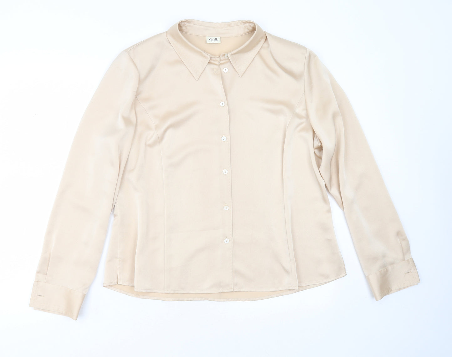 Viyella Womens Beige  Polyester Basic Blouse Size 16 Collared