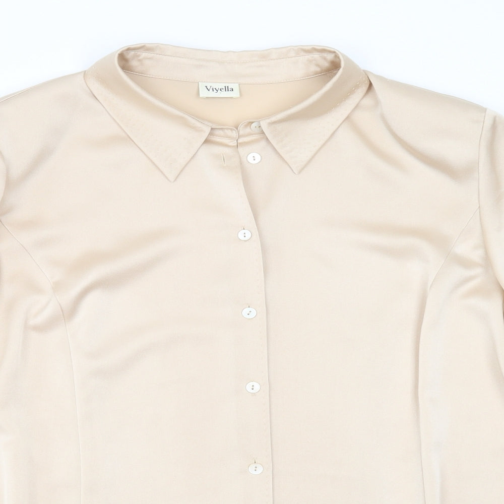 Viyella Womens Beige  Polyester Basic Blouse Size 16 Collared