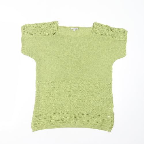 Marks and Spencer Womens Green Square Neck  Acrylic Pullover Jumper Size 12