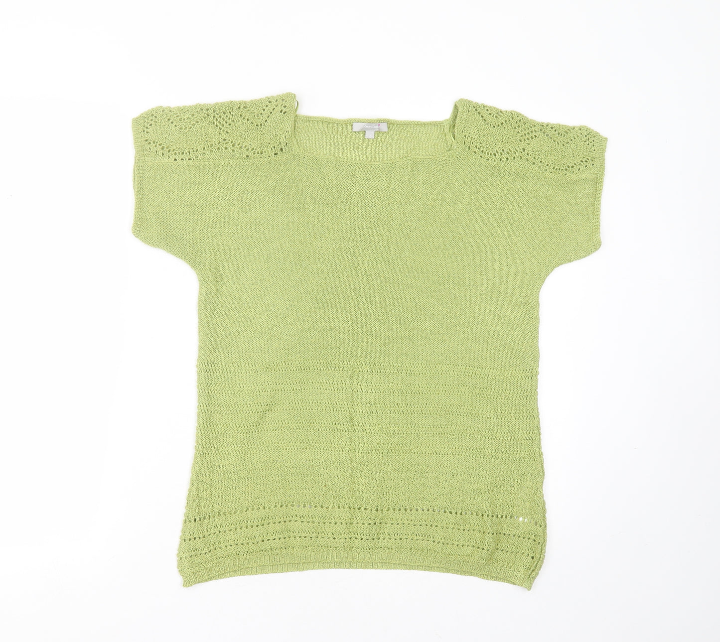 Marks and Spencer Womens Green Square Neck  Acrylic Pullover Jumper Size 12