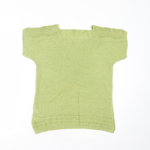 Marks and Spencer Womens Green Square Neck  Acrylic Pullover Jumper Size 12
