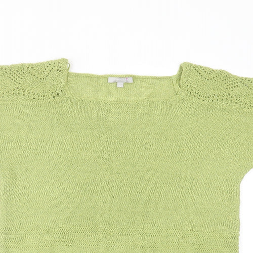 Marks and Spencer Womens Green Square Neck  Acrylic Pullover Jumper Size 12