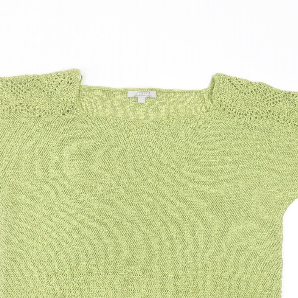 Marks and Spencer Womens Green Square Neck  Acrylic Pullover Jumper Size 12