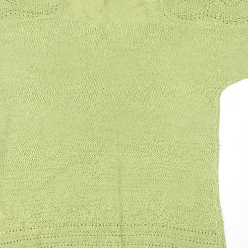 Marks and Spencer Womens Green Square Neck  Acrylic Pullover Jumper Size 12