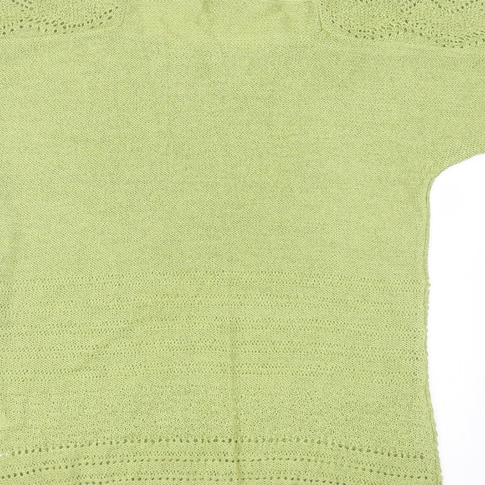 Marks and Spencer Womens Green Square Neck  Acrylic Pullover Jumper Size 12